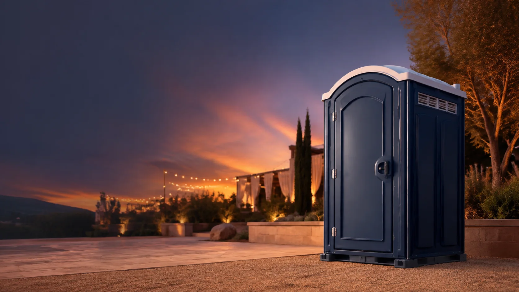 Portable restroom shown for rental planning in Columbia, TN